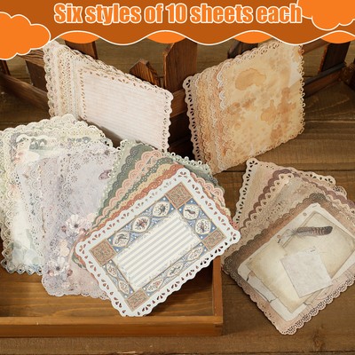 60 Sheets Lace Scrapbook Paper Vintage Scrapbook Supplies Flower Scrapbooking 
