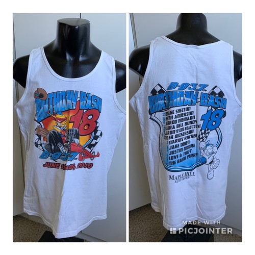 B-93 Birthday Bash 18 men's large white tank top Country