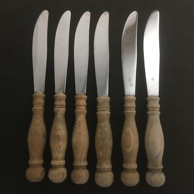 WMF Burgund 6 Menümesser rustikal Cromargan Holzgriff 20,5 cm