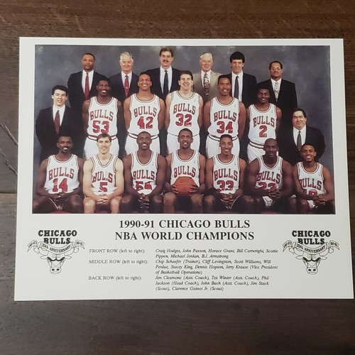 1990-91 Chicago Bulls Team 8x10 NBA Champions Jordan Pippen