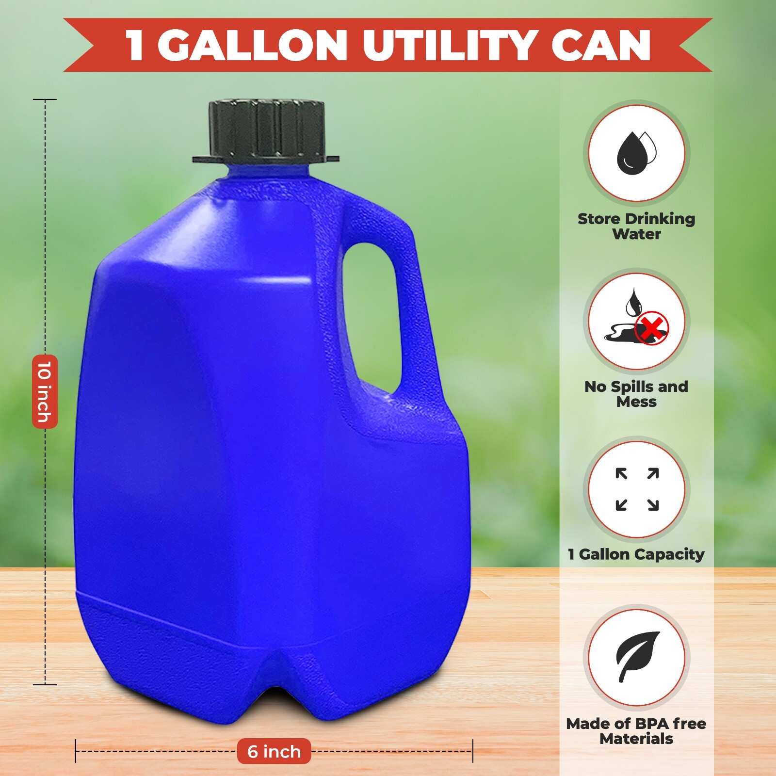 1 Gallon Utility Can with Nozzle -1 Gallon Gas Can Plastic - Gas Can 1 Gallon  