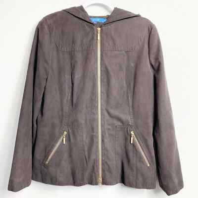 Escada Sport Brown Hooded Jacket with Gold-tone Zipper, Size 42 (L)