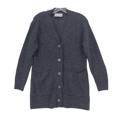 EVERLANE Oversized Alpaca Merino Pocket Cardigan Charcoal Gray Fuzzy Size SMALL