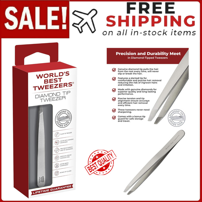 World's Best Tweezers Diamond Tip Tweezer - Diamond Coated Slant