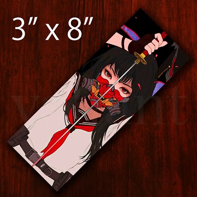 Oni Mask Anime Girl Samurai Sword Sticker Hannya mask Sticker Decal Car Decal