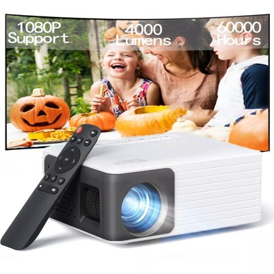 Mini Movie Projector 1080P, up to 120'' Screen Display (PC/iOS /Android)
