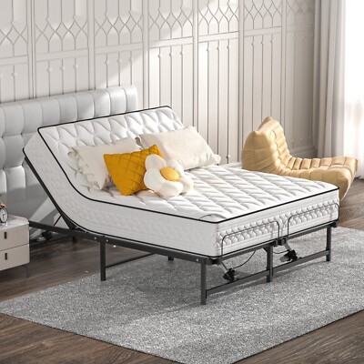 Queen Size Electric Bed Frame Remote Control Adjustable Bed Base Electric Lifter