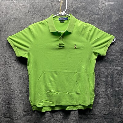 Polo Ralph Lauren Shirt Men L Pima Soft Touch Flesh Pony Neon Green Frat