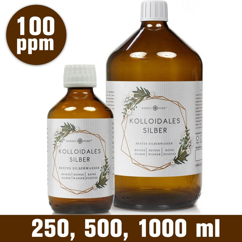 Kolloidales Silber (Silberwasser), 100ppm In Apotheker-Glasflasche (250-1000 Ml)