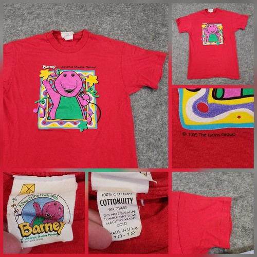 VTG 90s 1990s Barney The Dinosaur Friends Boys Kids 10-12