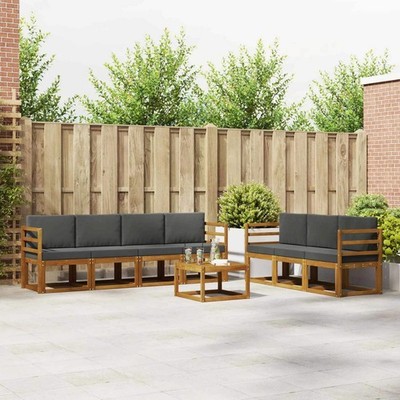 Outdoor Sofa Set with Cushion 8 pcs Natural and Anthracite