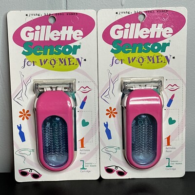 Gillette Sensor For Women Refillable Razor Shaver Handle Pink Blue New Lot Of 2