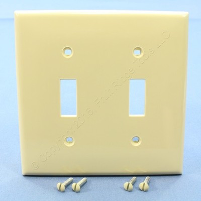 Leviton 80709-I Ivory 2-Gang Toggle Unbreakable Nylon Standard Wallplate Cover