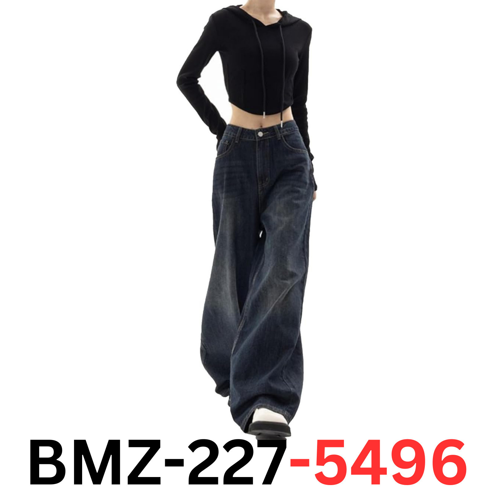 Yelloop Y2k Baggy Jeans for Women - Wide Leg Pants (Dark, Small)