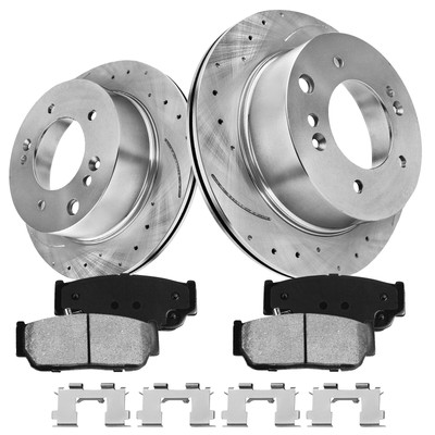 315mm Rear Drilled & Slotted Brake Rotors & Ceramic Pads Kits for Kia Sorento