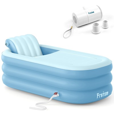 Inflatable Bath Tub for Adults, Foldable Hot Tub with Electric Pump 64'' Blue