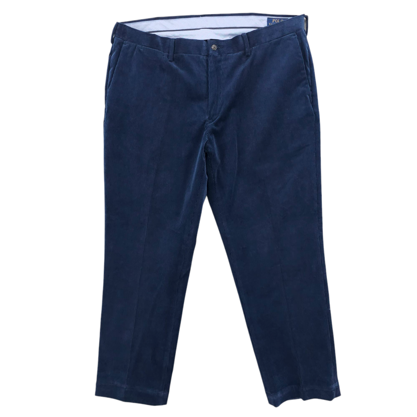 POLO RALPH LAUREN Navy Blue Corduroy Pants Classic Fit Cotton Elastane 38x30