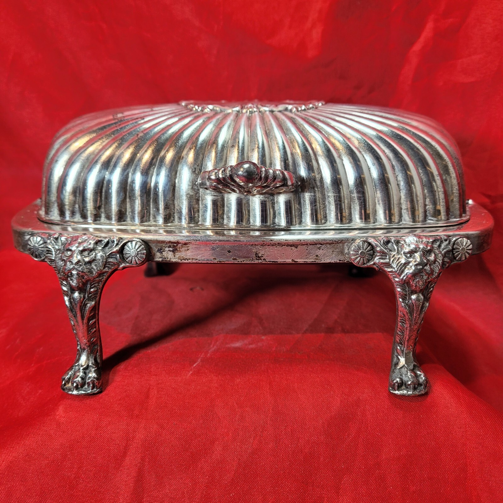 英国 ロールトップのバターディッシュ キャビアサーバー シルバー