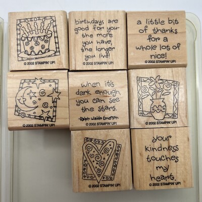 Stampin Up QUICK & CUTE Stamp Set Star Moon Flower Heart Birthday Cake Phrases
