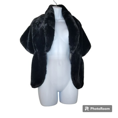 Wait For You Wrap, Women OS, Faux Black Fur for Formal Dresses, , New with Tag