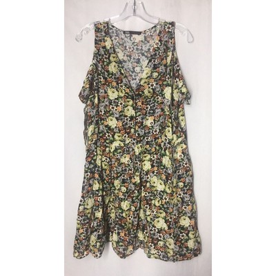 Zara Medium Dress Tied Cold Shoulder Upper Button Layered Bottom Floral Print