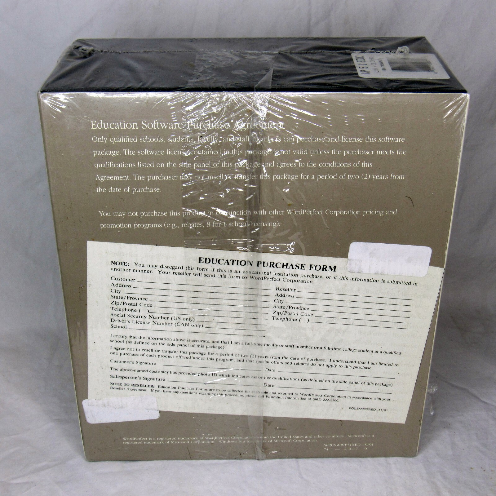 Vintage WordPerfect 5.1 For DOS Version For Computers 3.0 Or Higher Sealed 1991