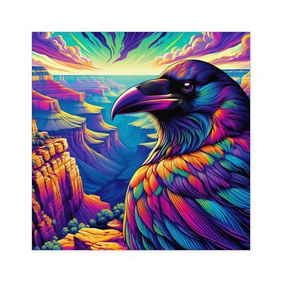 Grand Canyon Raven Corvid Crow Bird Rainbow Art Square Decal Sticker