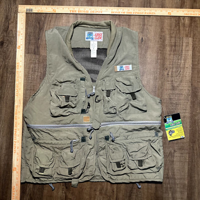 NWT Vintage Eagle Claw Fishing Vest Size Large Light Green Pockets Full Zip NEW