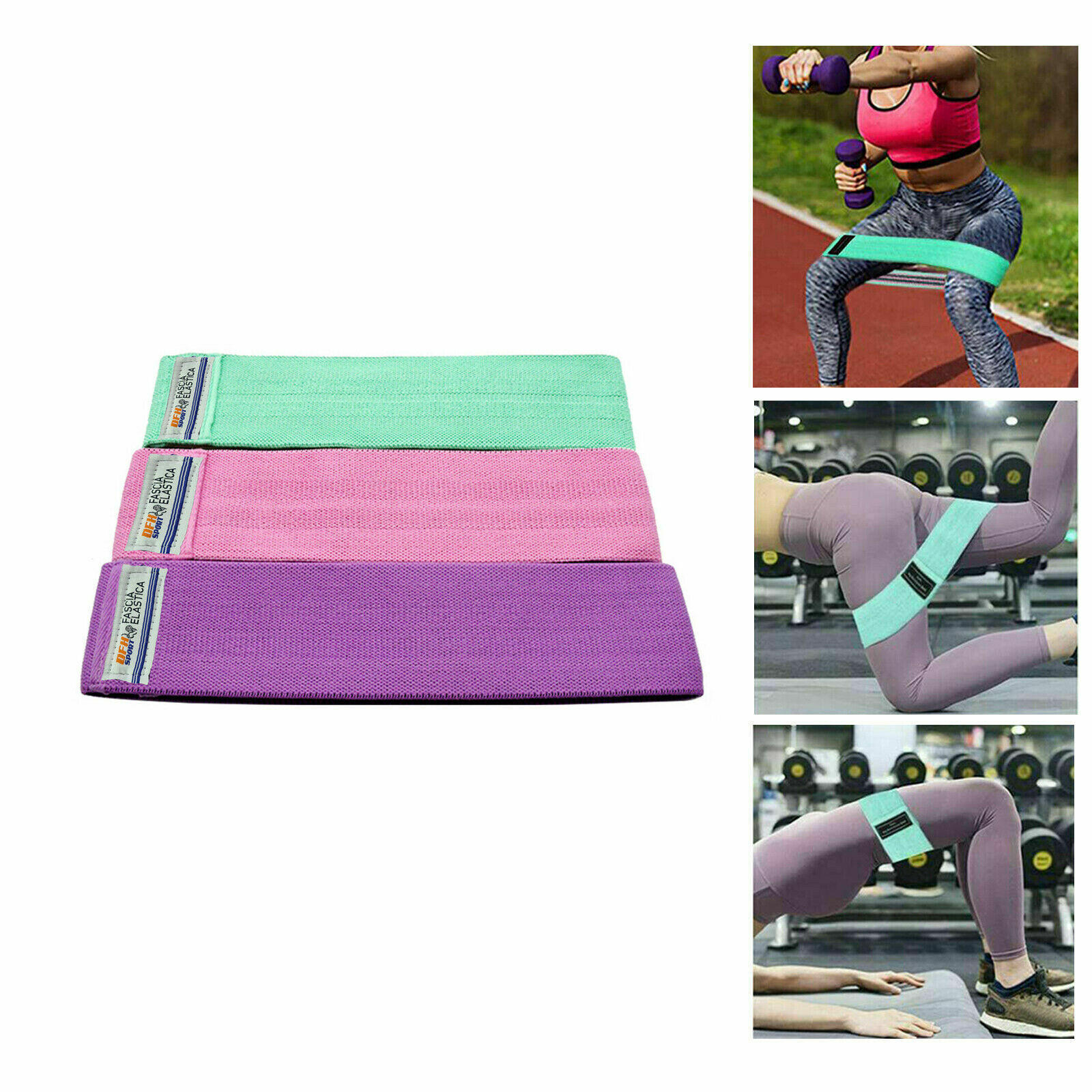 ✅ 3 Bande Resistenza Fascia Banda Elastica 8x37.5Cm Yoga Fitness Palestra dfh