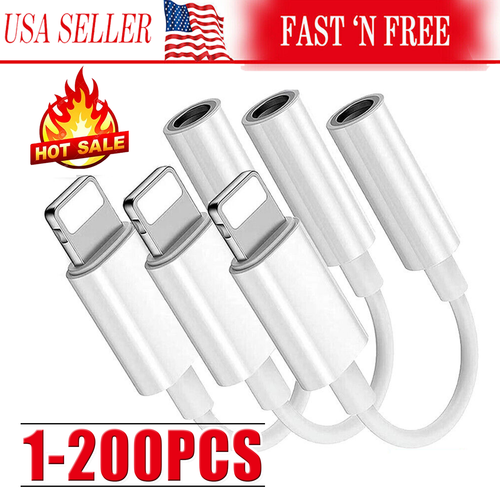 For iPhone Headphone lot Adapter Jack 8Pin to 3.5mm Aux Cord Dongle Converter