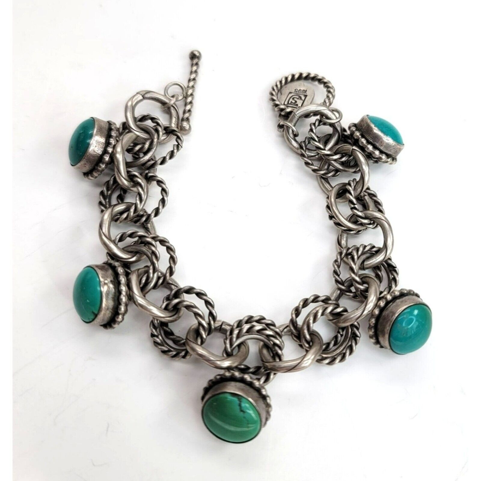 Aaron Toadlena Bracelet 1995 Sterling Silver and Green Aaron Toadlena Bracelet 1995 Sterling Silver and Green