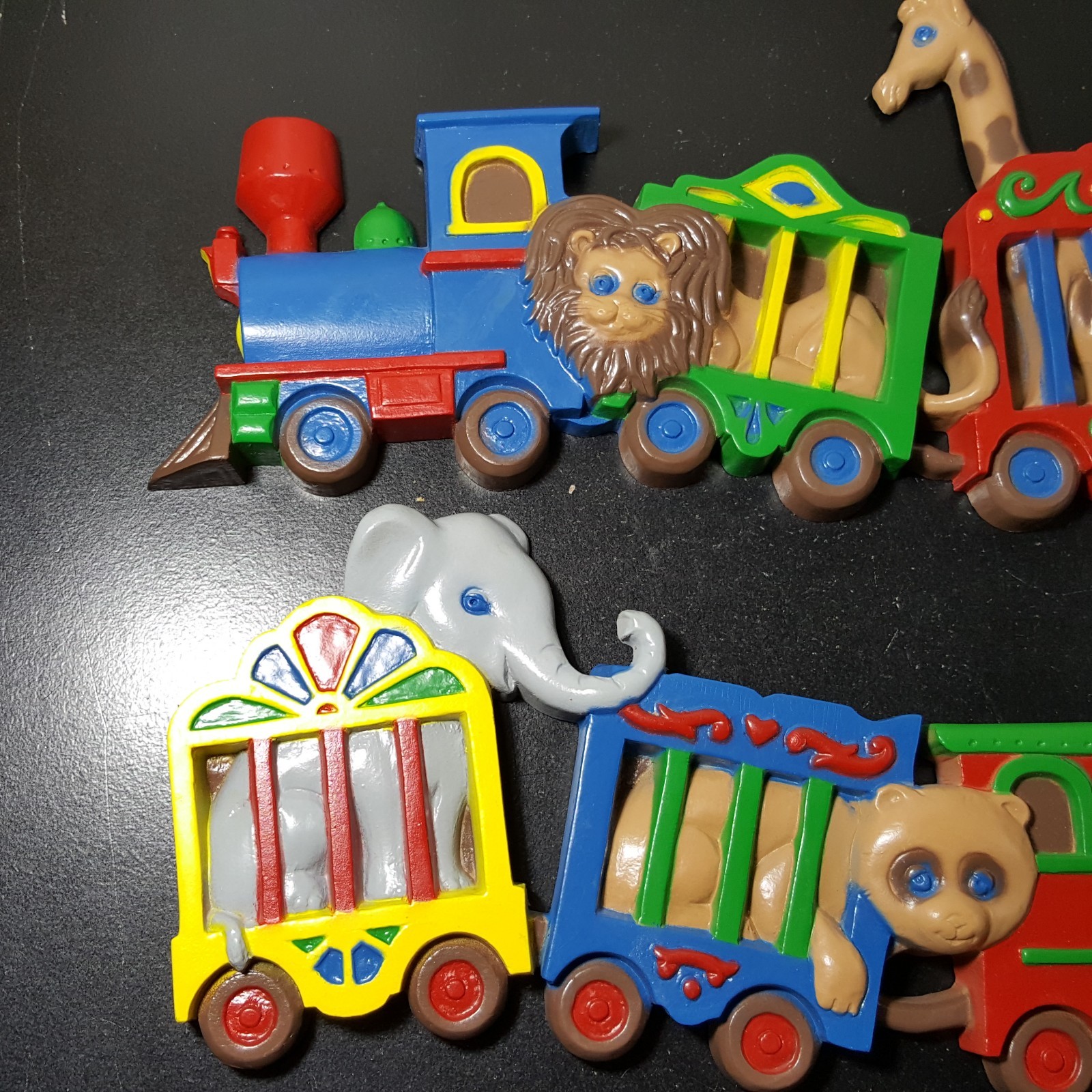 Vintage Set of 2 Burwood Products Circus Train Wall Plaque Nursery Child's Room