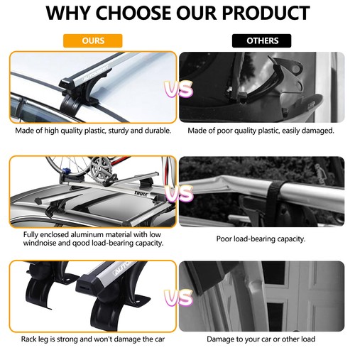 2x 46"Car Universal Top Roof Rack Cross Bar Luggage Cargo Carrier Rails Aluminum