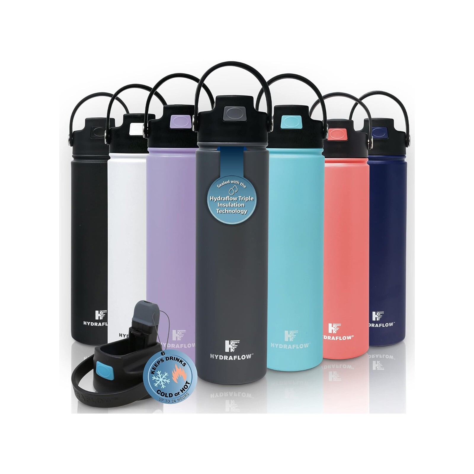 Hydraflow Hybrid 25 oz Triple Wall Vac Insulated Bottle with Flip Straw