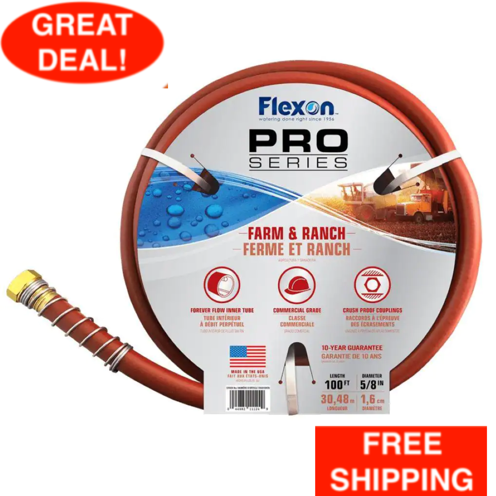 Flexon  5/8 In. Dia X 100 Ft. Farm and Ranch Premium Heavy-Duty Garden Hose