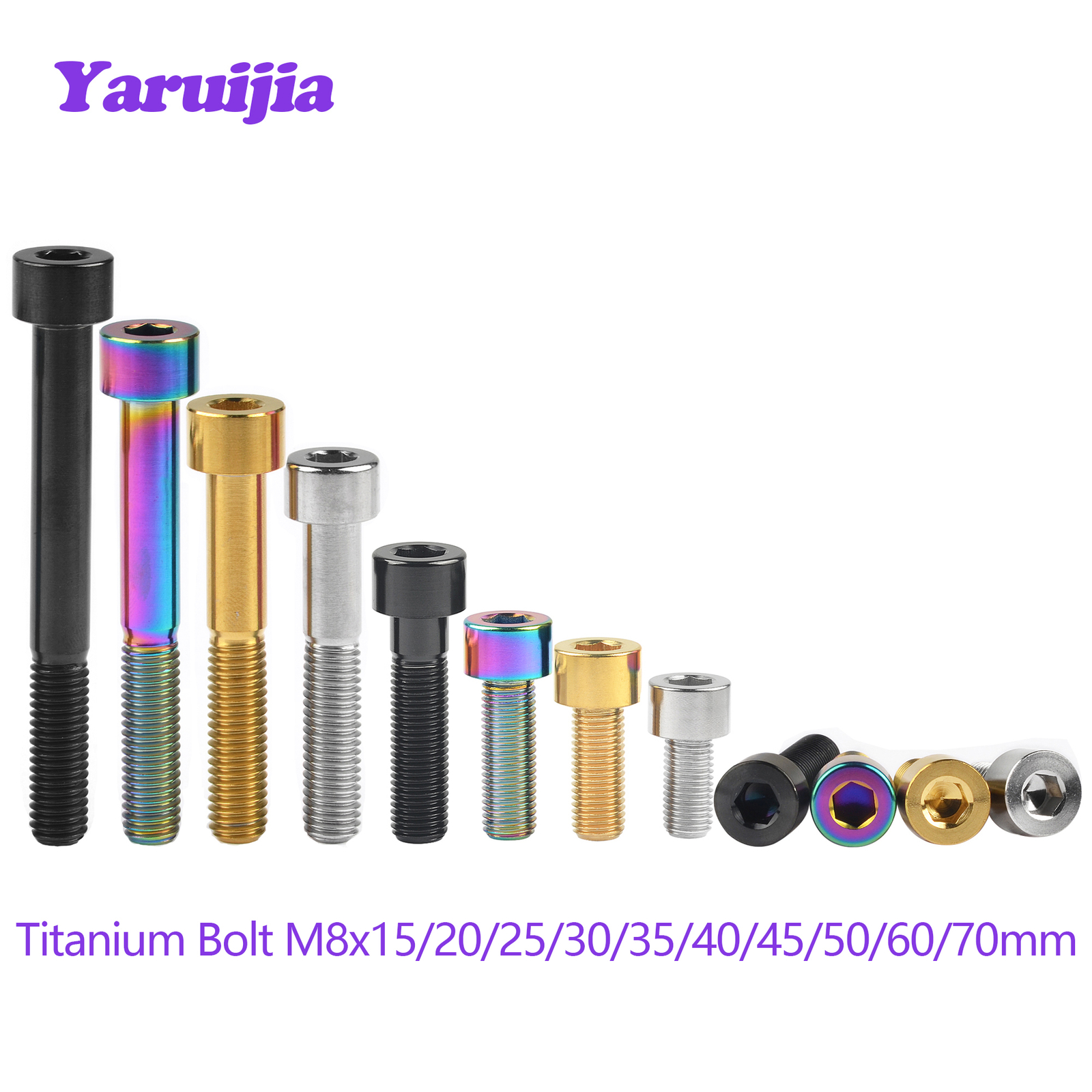 Titanium Bolt M8x15 20 25 30 35 40 45 50 60 70mm Socket Cap Hex Allen Ti Screws
