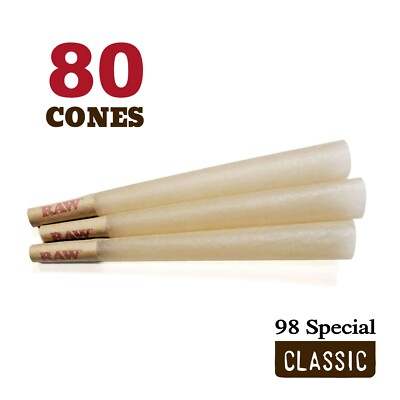 RAW 80 Classic 98 Special Cones - Natural Unrefined Rolling Papers