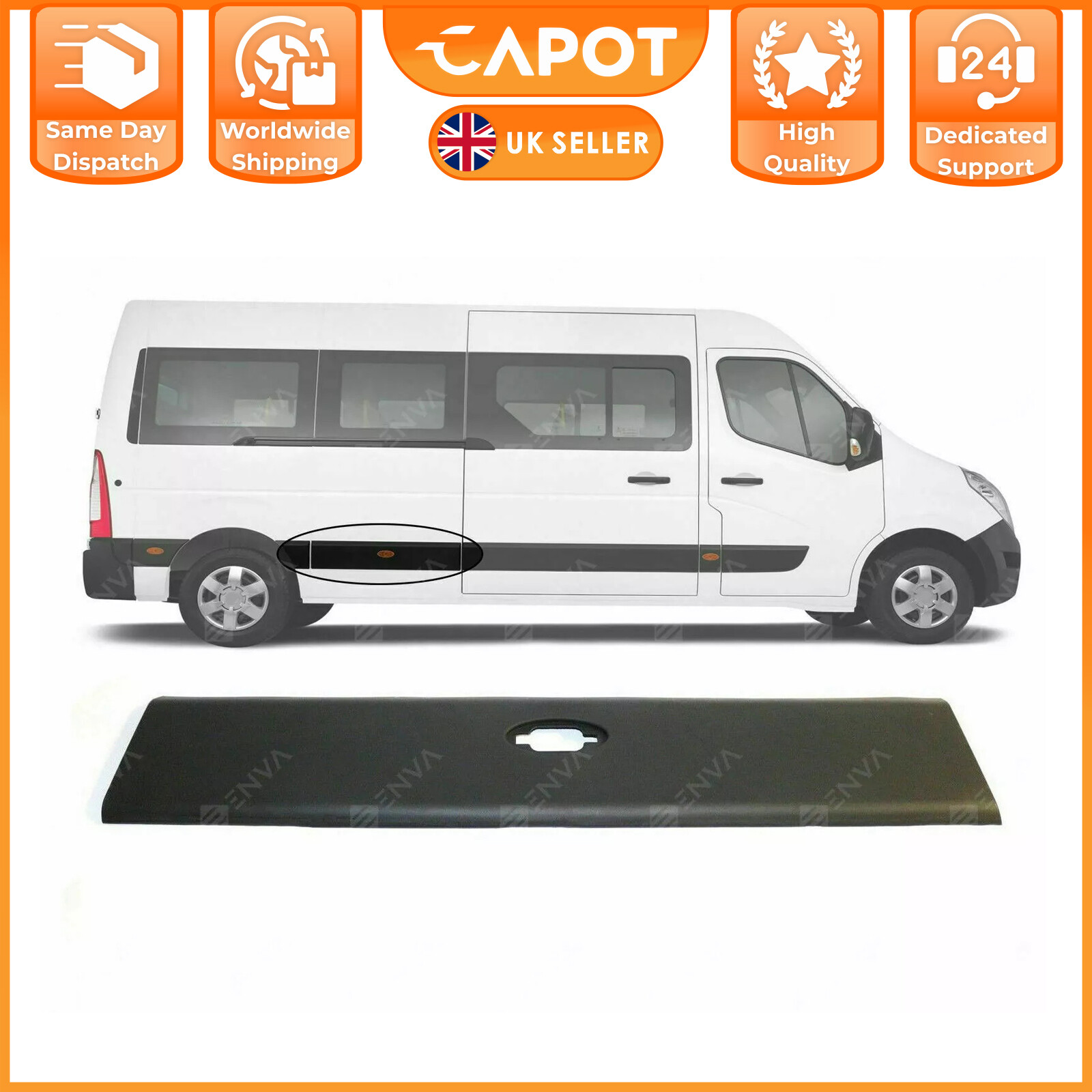 Renault Master (2010-2016) Side Moulding Strip Center-Rear Panel Right or Left
