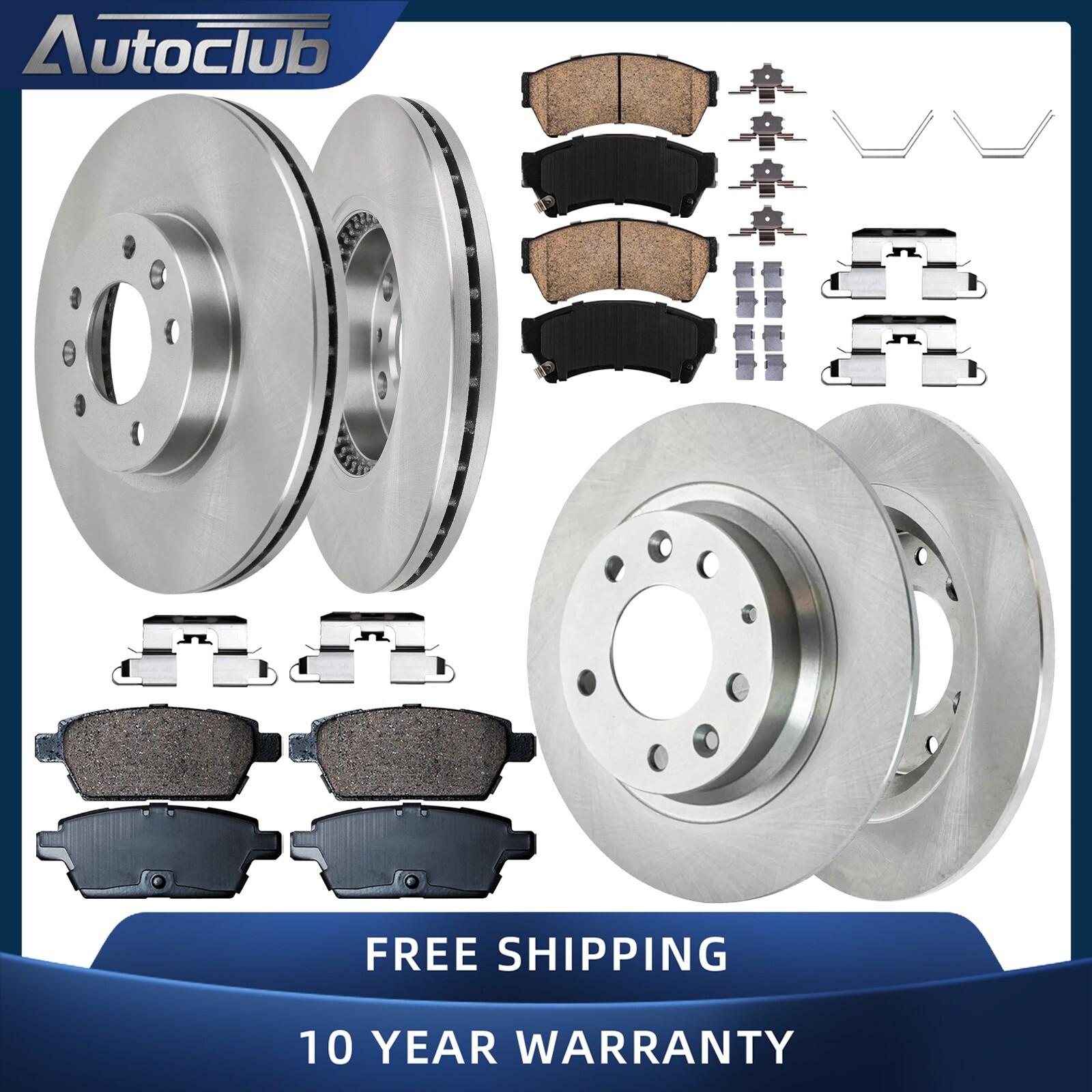 h‼︎ Front and Rear Rotor Brake Pad Kit for 2006-2012 Ford Fusion