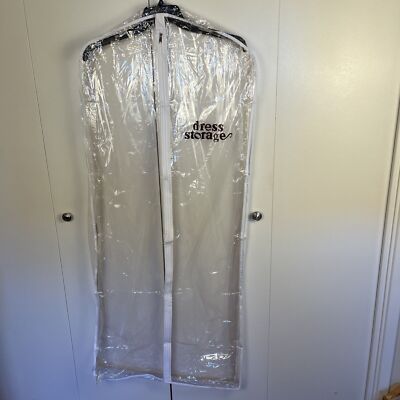 Garment Bag Dress Zippered Storage Cover Vinyl Dust Proof Clear 48x21x3.5 inch