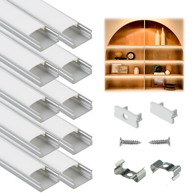 Muzata 10Pack 6.6FT/2M U Shape LED Aluminum Channel with Milky White Cover U1SW