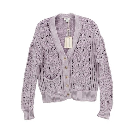NWT SUNDANCE Aveline Cardigan Sweater Purple Dyed Loose Knit 100% Cotton MEDIUM