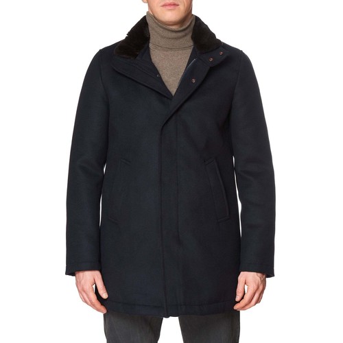 Pre-owned Kired Kiton  "emilius" Dark Blue Padded Jacket Coat Beaver Collar Eu 50 Us 40