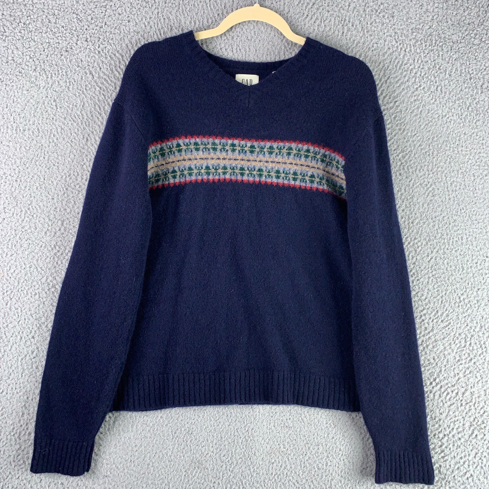 【90’s OLD GAP】Shetland Wool Hand Knit VINTAGE Gap Sweater Medium Wool Shetland Fisherman 90s