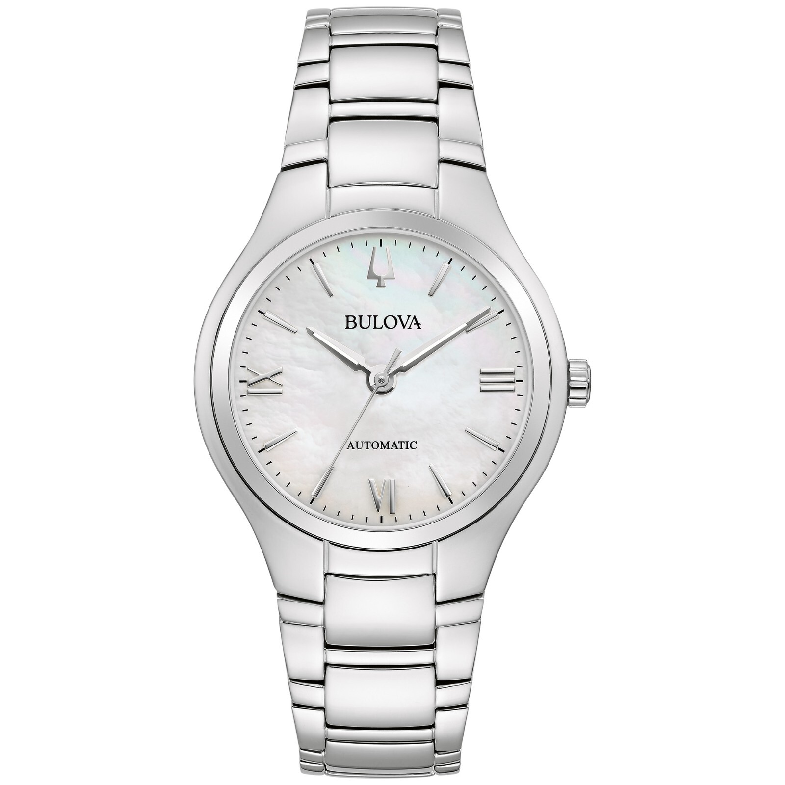 Женские классические автоматические серебряные часы Bulova из нержавеющей стали 34 ММ 96L301