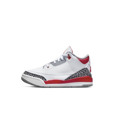 

Кроссовки Little Kids Jordan 3 Retro «Fire Red», белые/огненно-красные (DM0966 160), White/fire red-black