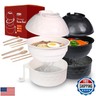 Ramen Bowl Microwavable, 2 Sets Microwave Noodle Bowl With Strainer, Ramen Noodle Cooker Microwave, Wheat Fiber Set With Chopsticks Spoonand Fork, Dorm Room Essentials (Black and Beige)
