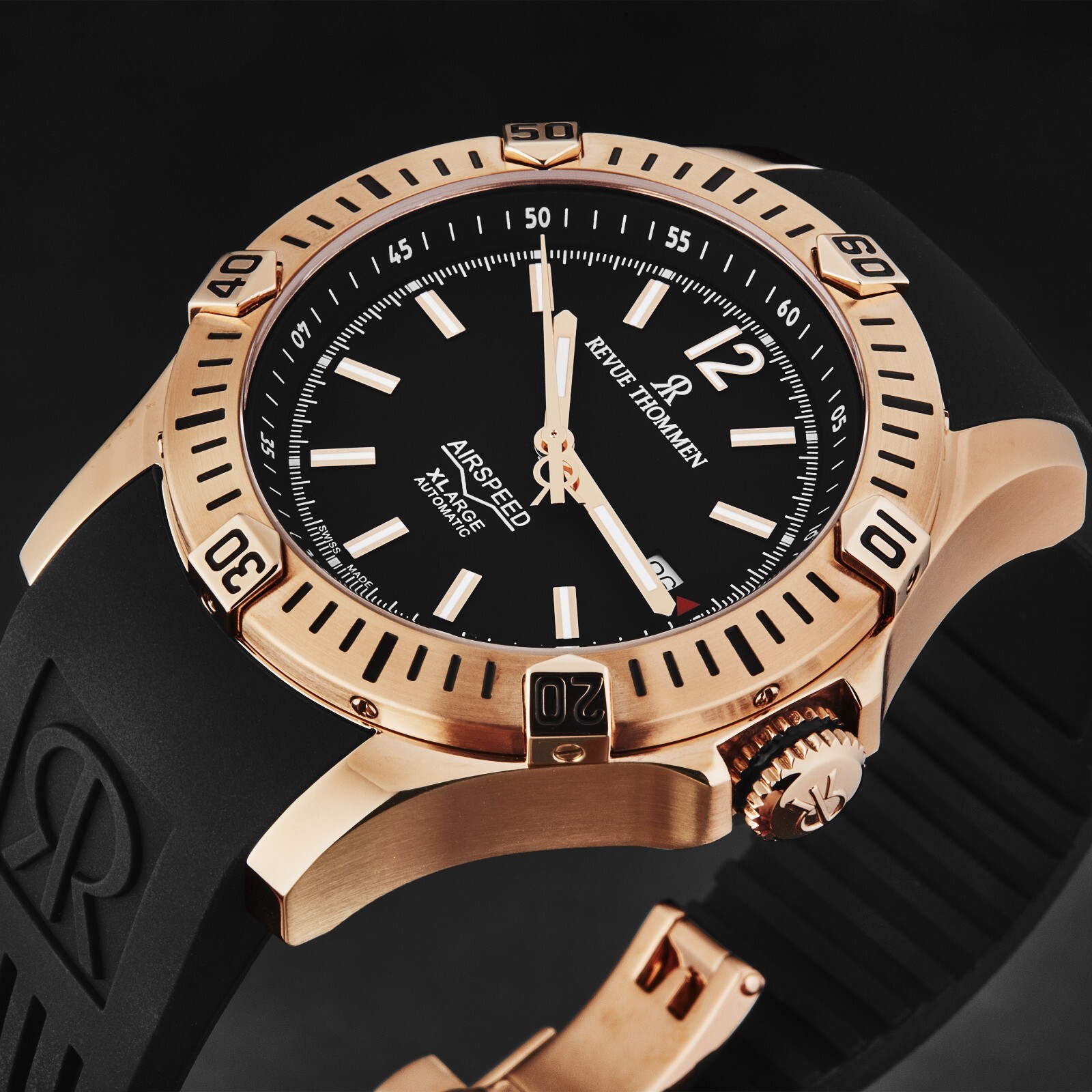 Pre-owned Revue Thommen Men's 'air Speed' Black Dial Automatic Watch 16070.4667