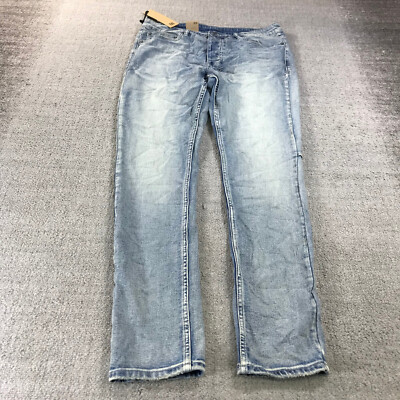 New Ksubi Jeans Mens 34 Chitch ++ Slim Tapered Leg Denim Punk Blue Button Fly