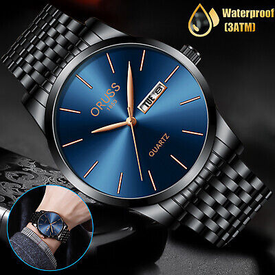 Waterproof Men's Watch Stainless Steel Quartz Analog Classic Business Wristwatch